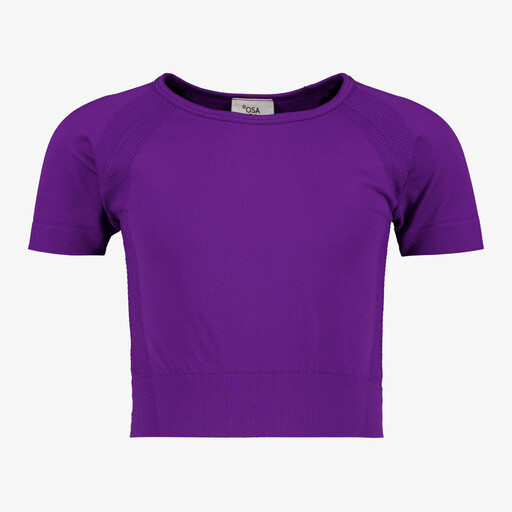 Cropped meisjes sport T-shirt seamless paars