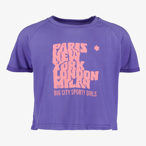 Cropped meisjes sport T-shirt paars