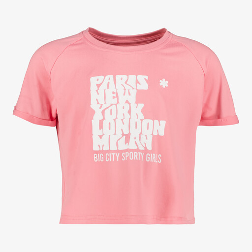 Cropped meisjes sport T-shirt roze