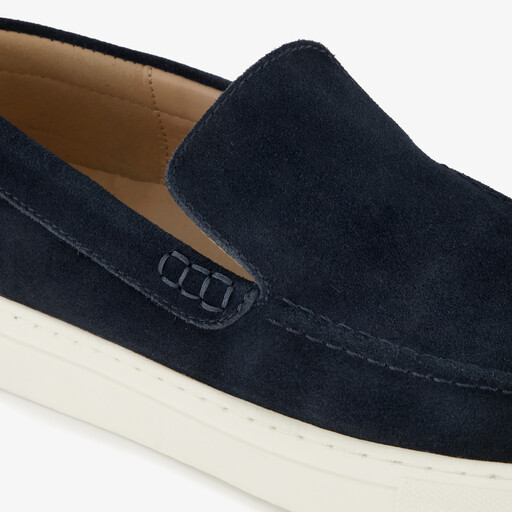 Suede heren instappers donkerblauw