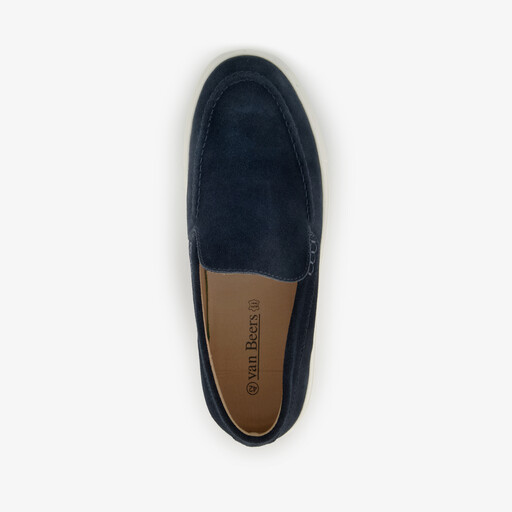 Suede heren instappers donkerblauw