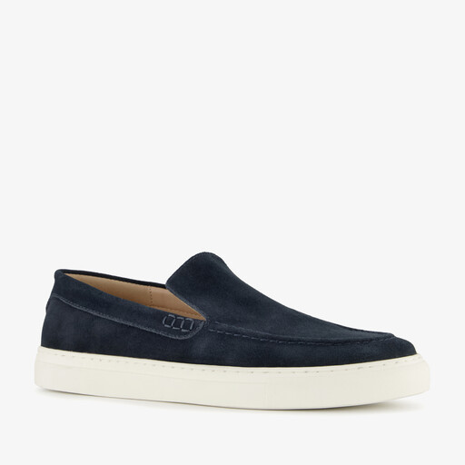 Suede heren instappers donkerblauw
