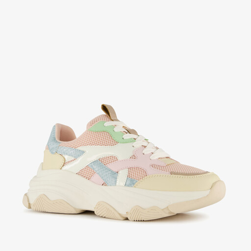 Dames dad sneakers beige pastel