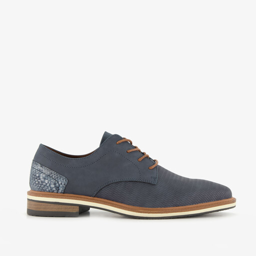 Heren veterschoenen met reliëf blauw