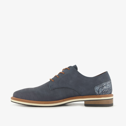 Heren veterschoenen met reliëf blauw
