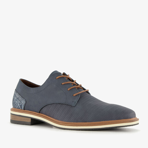Heren veterschoenen met reliëf blauw