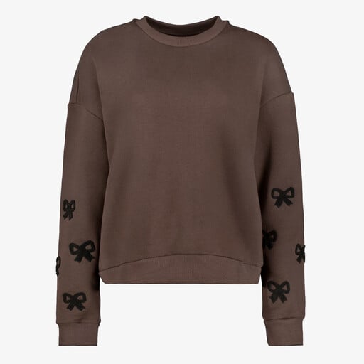 Dames sweater met strikjes bruin