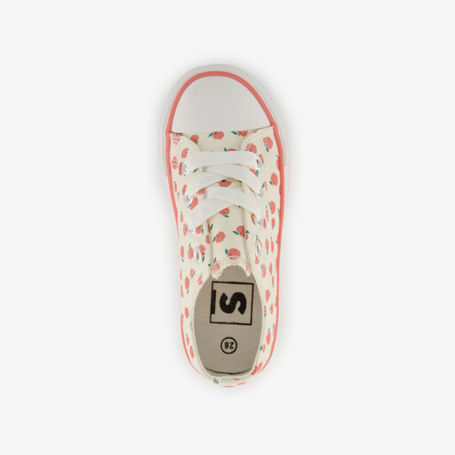 Meisjes sneakers met appels beige rood