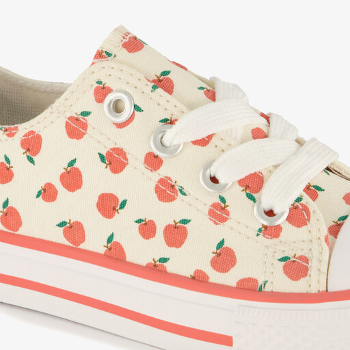 Meisjes sneakers met appels beige rood