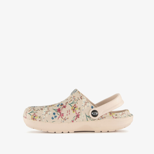 Dames klompen met bloemenprint beige