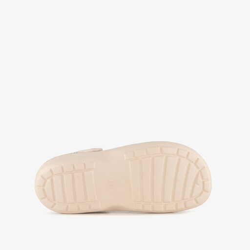 Dames klompen met bloemenprint beige