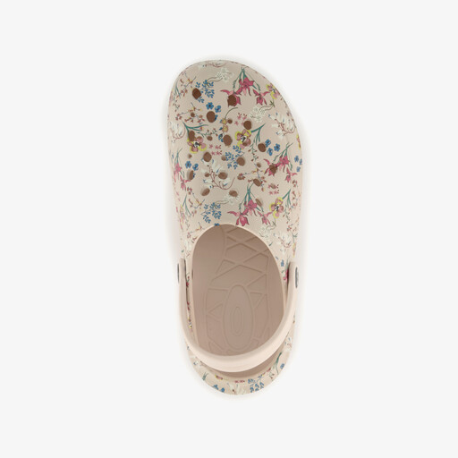 Dames klompen met bloemenprint beige