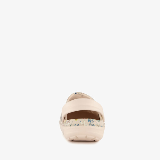 Dames klompen met bloemenprint beige