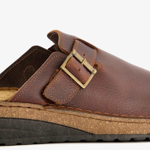 Leren pantoffels heren bruin