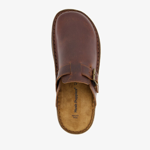 Leren pantoffels heren bruin