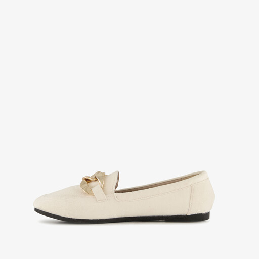 Dames loafers met ketting details beige