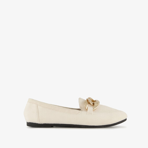Dames loafers met ketting details beige