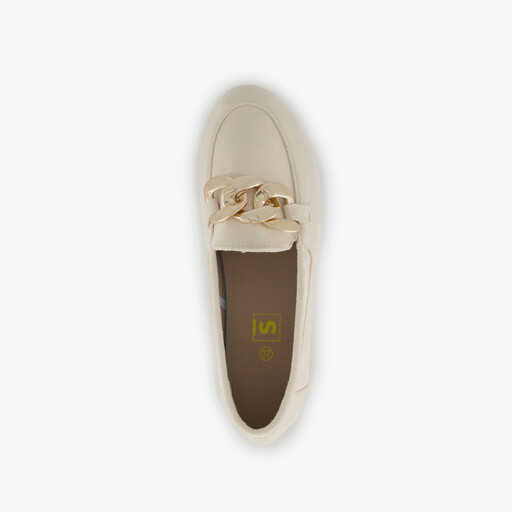 Dames loafers met ketting details beige