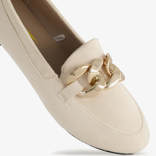 Dames loafers met ketting details beige