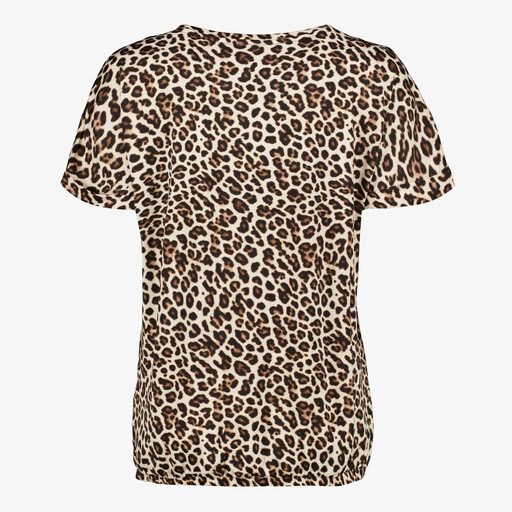 Dames top met panterprint beige