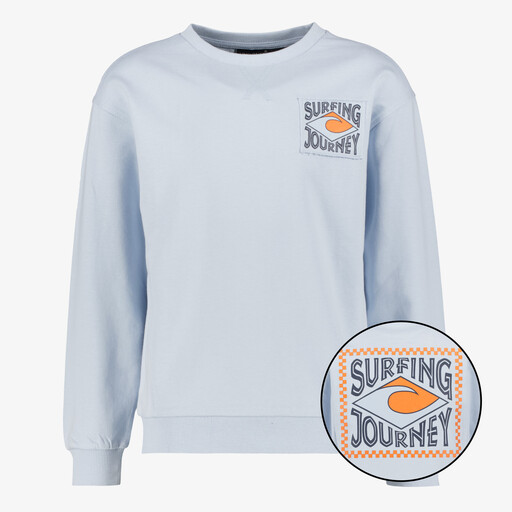 Jongens sweater lichtblauw met opdruk