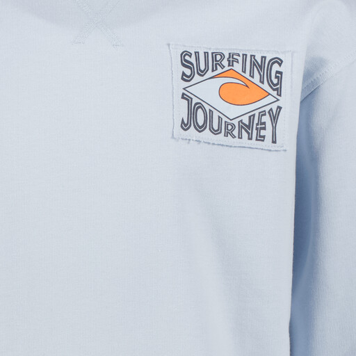 Jongens sweater lichtblauw met opdruk