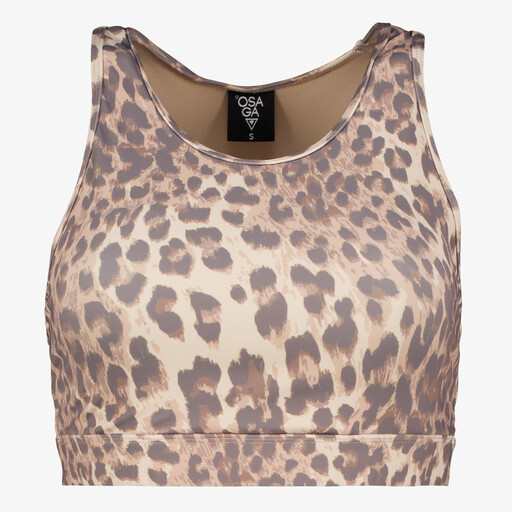 Dames sport top met panterprint bruin