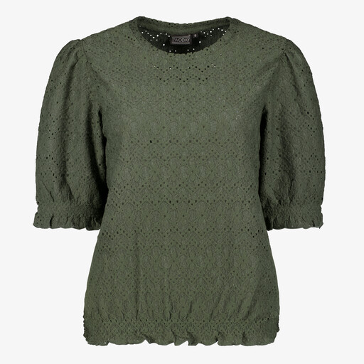 Dames top met pofmouwen groen