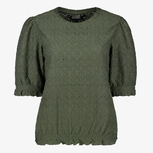 Dames top met pofmouwen groen
