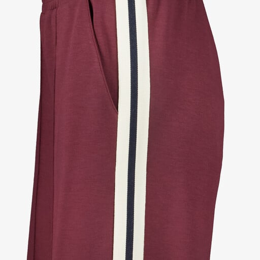 Dames wide leg broek met bies bordeauxrood