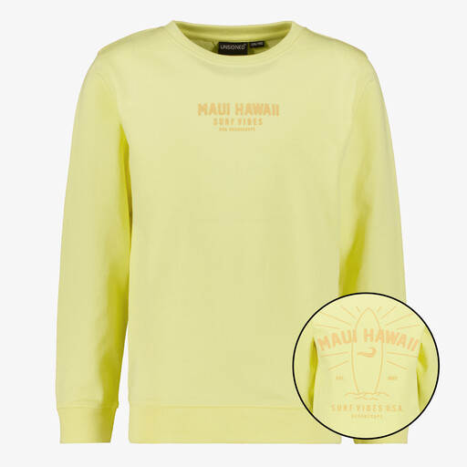 Jongens sweater met backprint geel