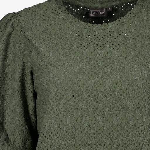 Dames top met pofmouwen groen