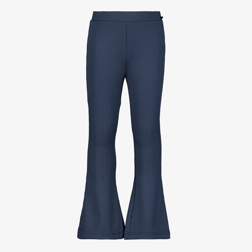 Meisjes rib flared broek donkerblauw
