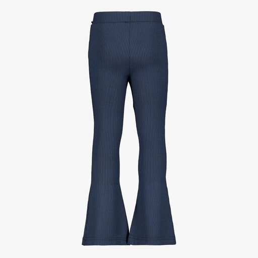 Meisjes rib flared broek donkerblauw