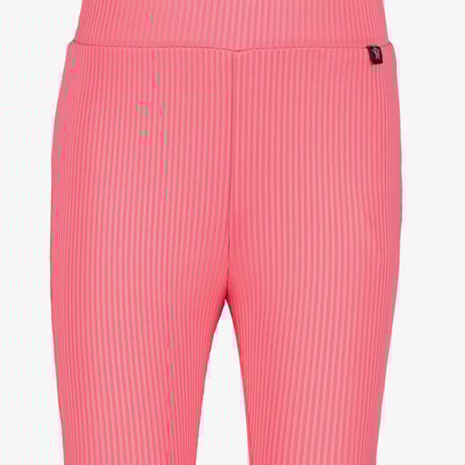 Meisjes rib flared broek roze