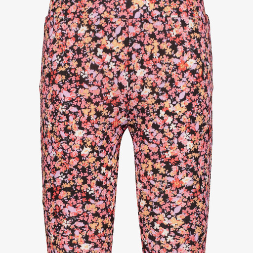 Meisjes flared broek met bloemenprint roze