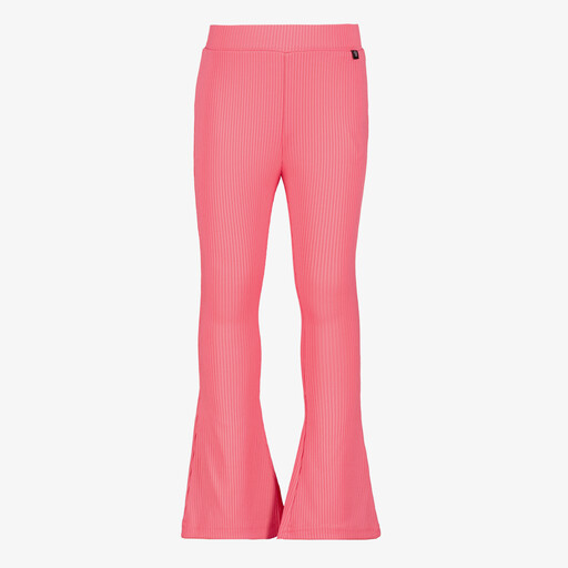 Meisjes rib flared broek roze