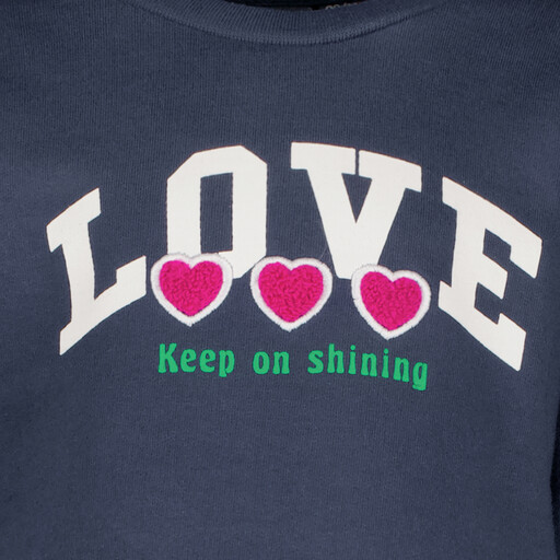 Meisjes sweater met opdruk donkerblauw