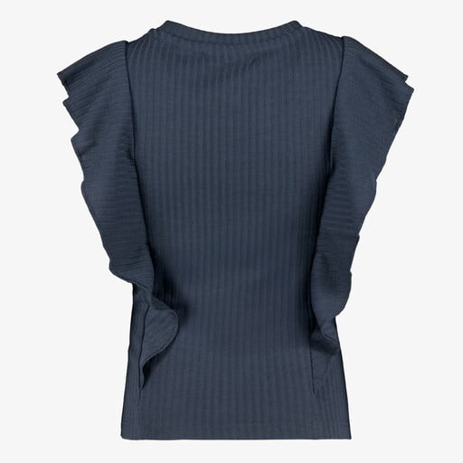 Meisjes top met ruches donkerblauw