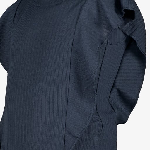 Meisjes top met ruches donkerblauw