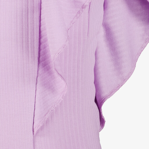 Meisjes rib top met ruches lila