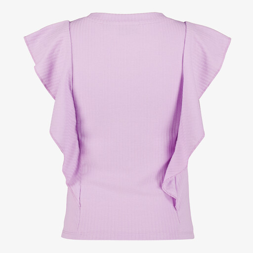 Meisjes rib top met ruches lila