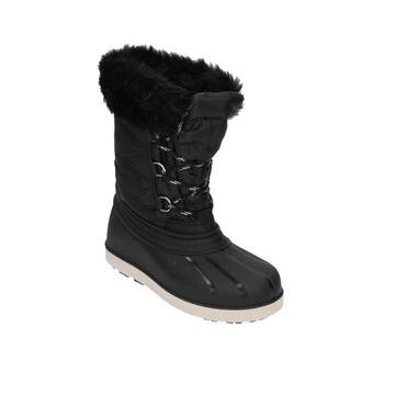 Gevoerde kinder snowboots met imitatiebont zwart