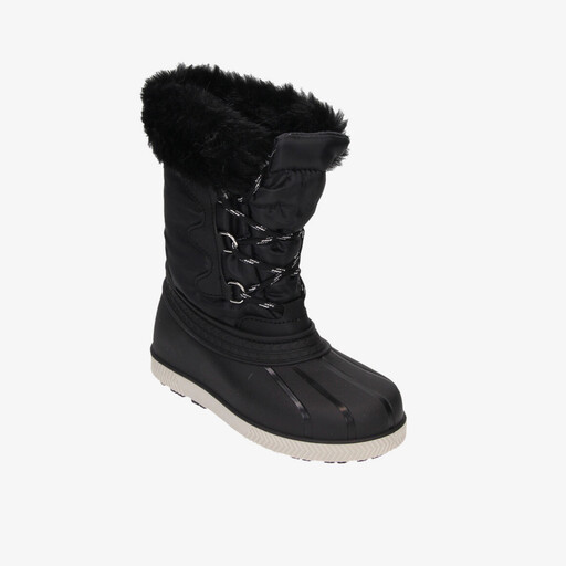 Gevoerde kinder snowboots met imitatiebont zwart