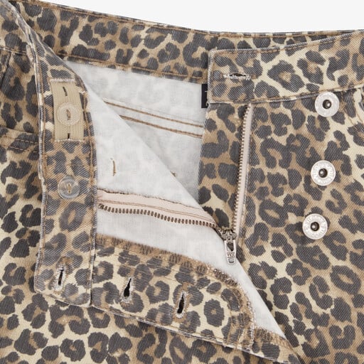 Meisjes skort met panterprint beige