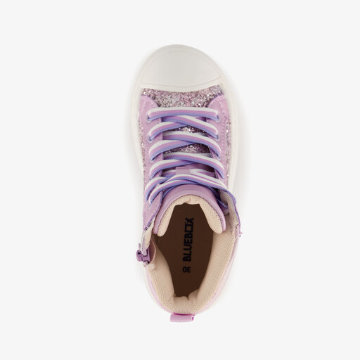Hoge meisjes sneakers met glitters paars