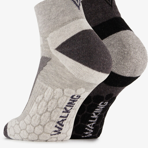 2 paar unisex wandelsokken zwart grijs