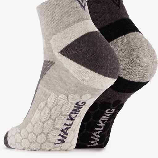 2 paar unisex wandelsokken zwart grijs