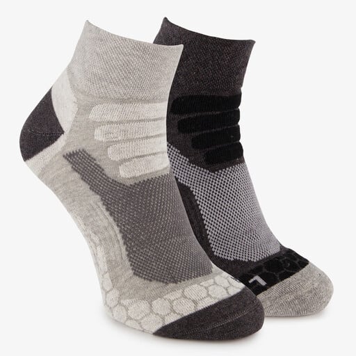 2 paar unisex wandelsokken zwart grijs