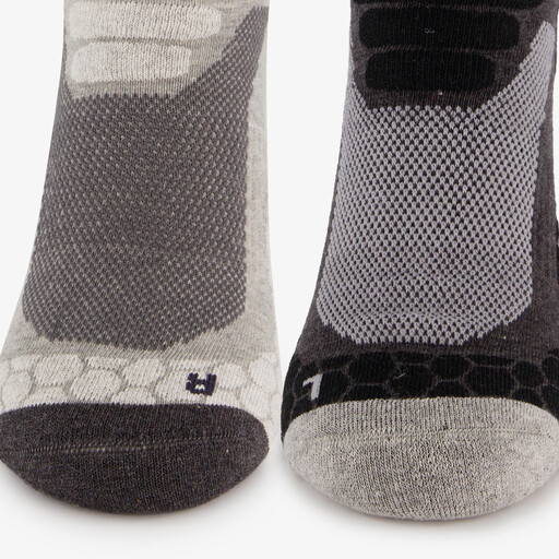 2 paar unisex wandelsokken zwart grijs